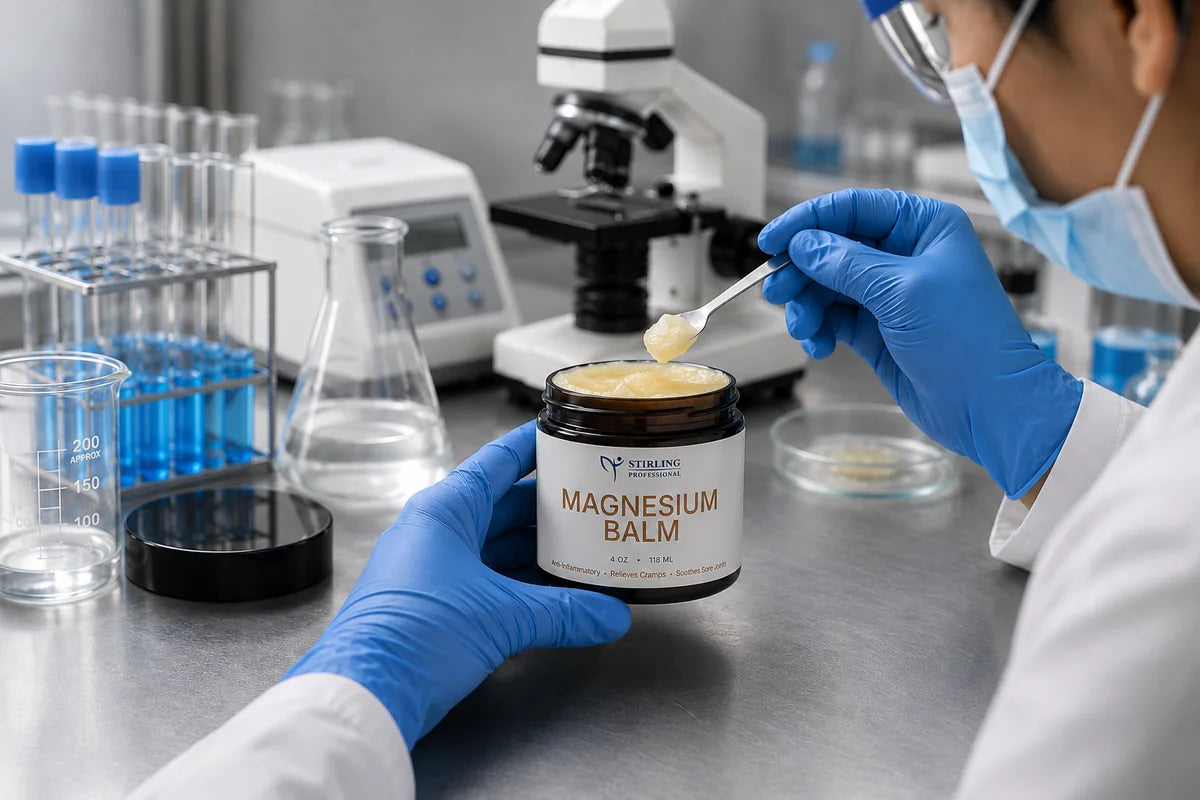 Stirling Magnesium Balm undergoing laboratory quality testing