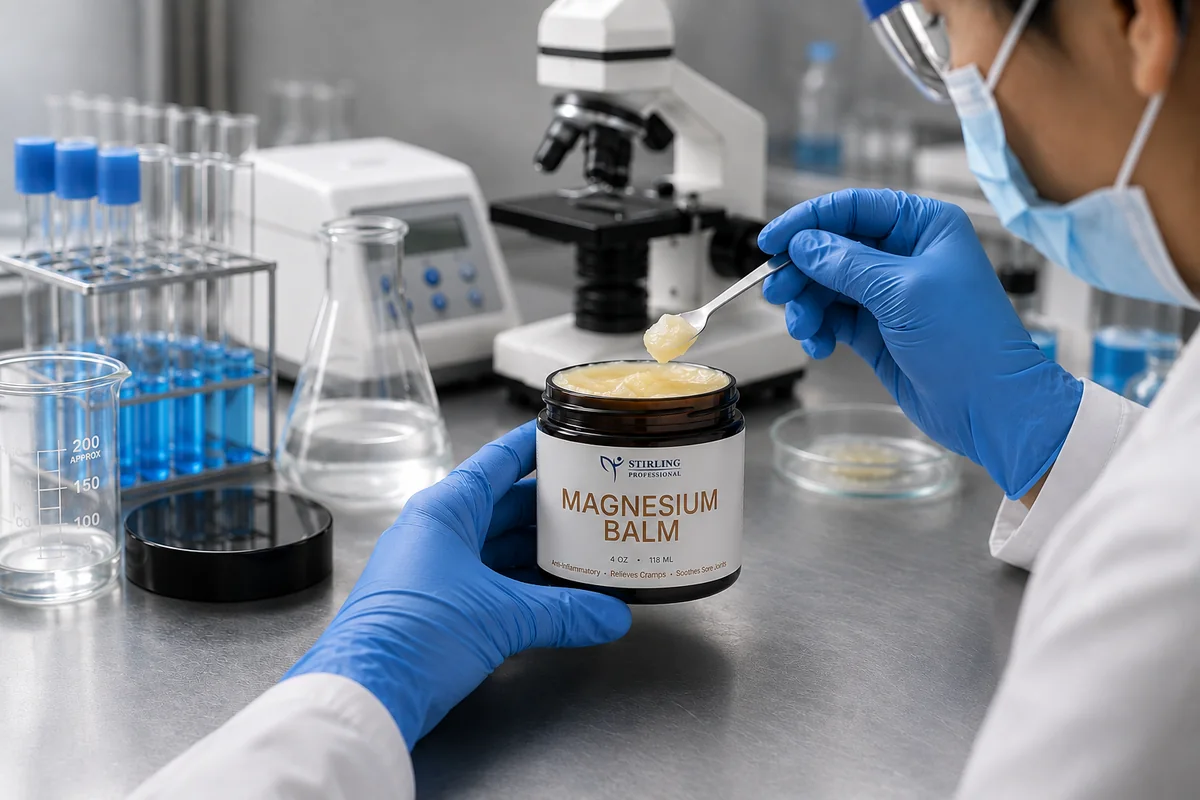 Stirling Magnesium Balm undergoing laboratory quality testing